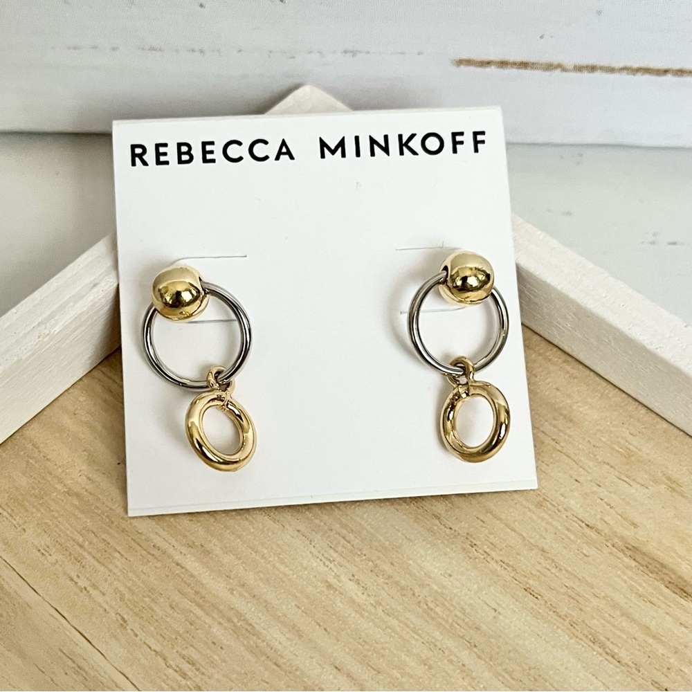 Rebecca Minkoff two tone rings and bead drop earrings - new